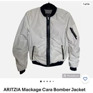 ARITZIA Mackage Cara Bomber Jacket small white black